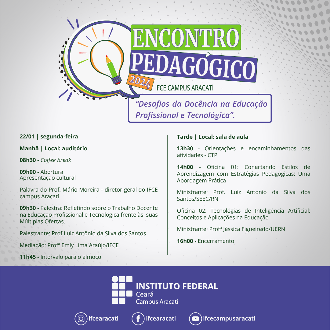 Encontro Pedagógico 2024.1 programa dia 22jan Encontro Pedagógico 2024.1 programa dia 22jan