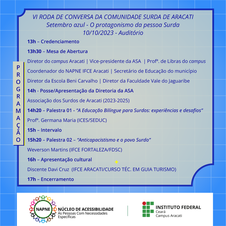 card VI roda de conversa comunidade surda-pragramação