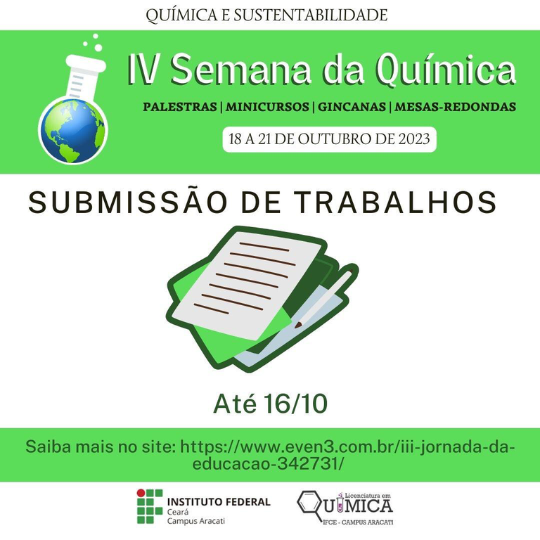 IV SEMANA DA QUIMICA-INSCRIÇÃOD E TRABALHOS