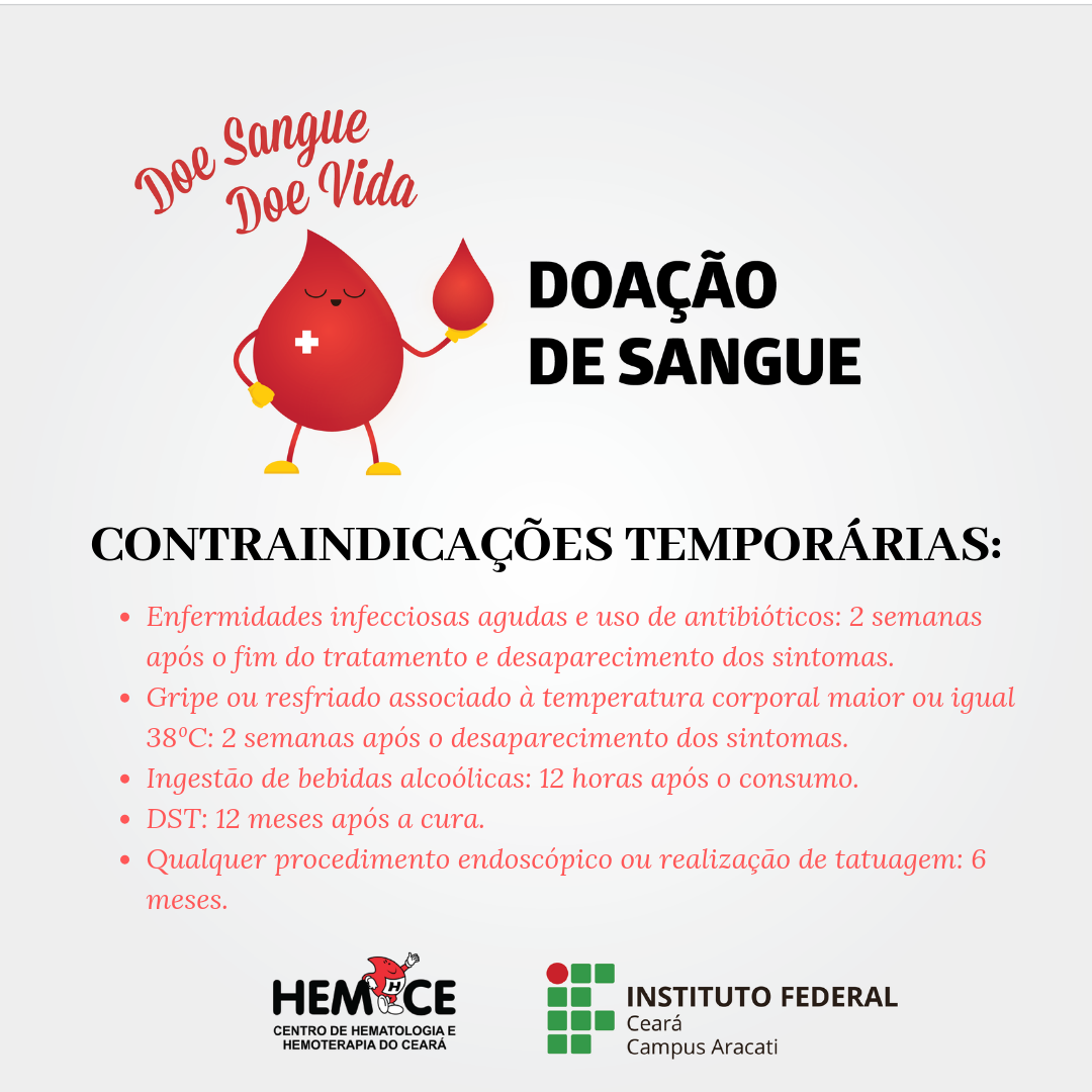 Campanha doação de sangue_Contraindicações temporárias