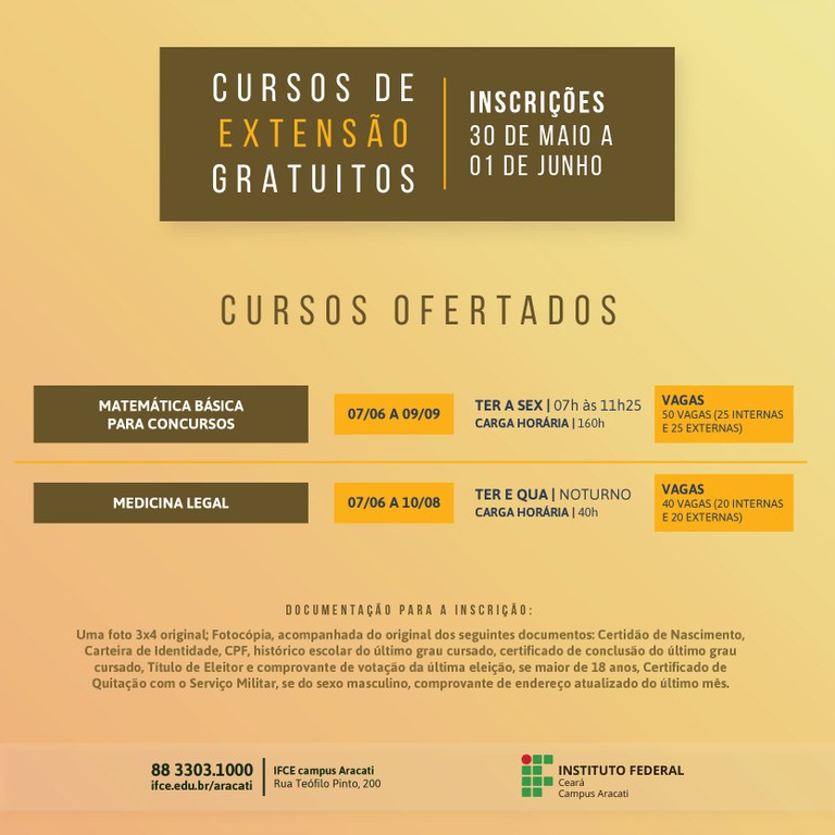 Novos cursos de extensão