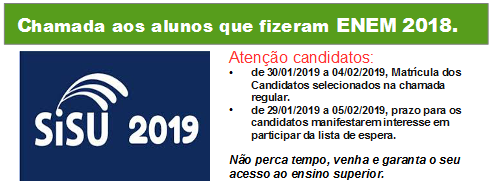 Chamada SISU 2019