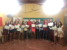 Turma do curso de Introdução à Informática da Escola de Ensino Fundamental Manoel Gonçalves da Silva (Crédito: colaboração professor Pedro Luis)
