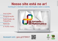 II Jornada de Matemática nos dias 15 e 16 de agosto no Campus de Cedro do IFCE.