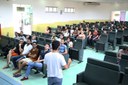 Palestra“Do céu de Sobral às escolas do Brasil: desafios e perspectivas no Ensino de Relatividade Geral” (Crédito : Vitor Meireles)