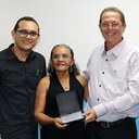 Homenageada da rede municipal,professora Francisca Maria de Jesus. (Crédito: Vitor Meireles)