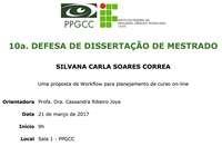 10ª Defesa de Dissertação do PPGCC – Silvana Carla Soares Correa
