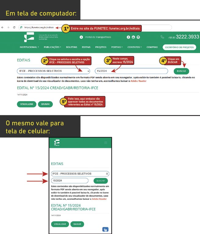 Como encontrar os documentos do edital 15/2024 Como encontrar os documentos do edital 15/2024