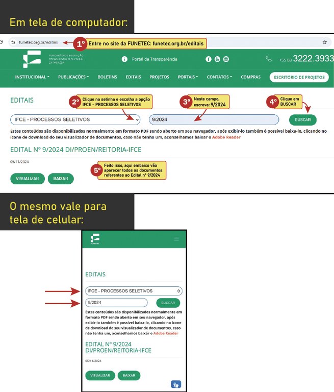Como encontrar os documentos do edital n° 9/2024 Como encontrar os documentos do edital n° 9/2024