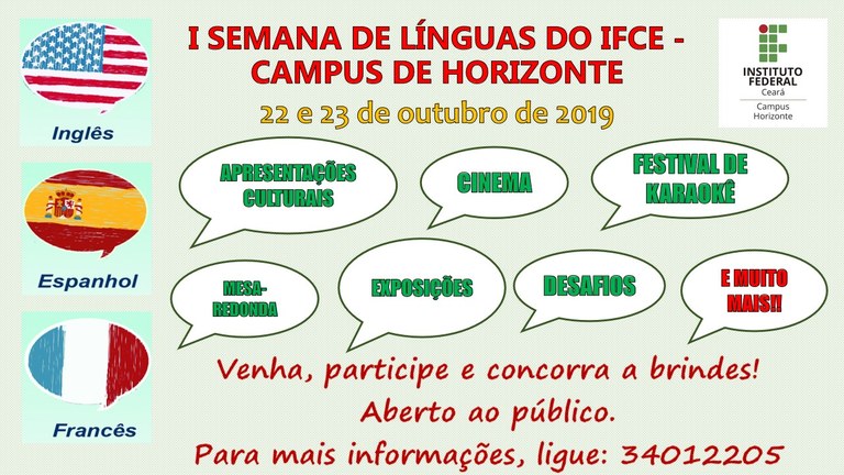 I Semana de Língua e Cultura do IFCE Campus Horizonte I Semana de Língua e Cultura do IFCE Campus Horizonte