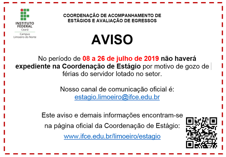 Aviso - ferias