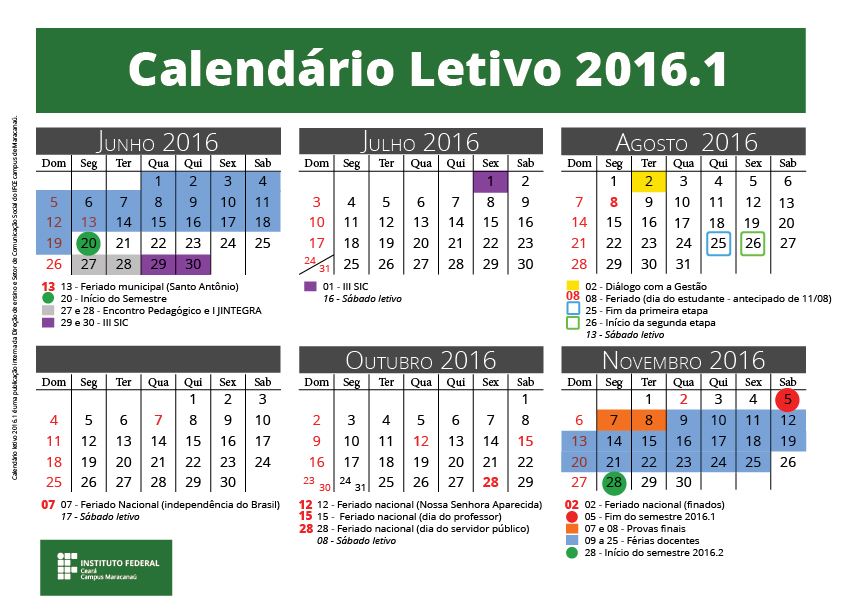 Calendário 2016.1