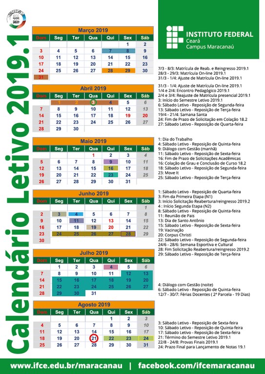 Calendário 2019.1