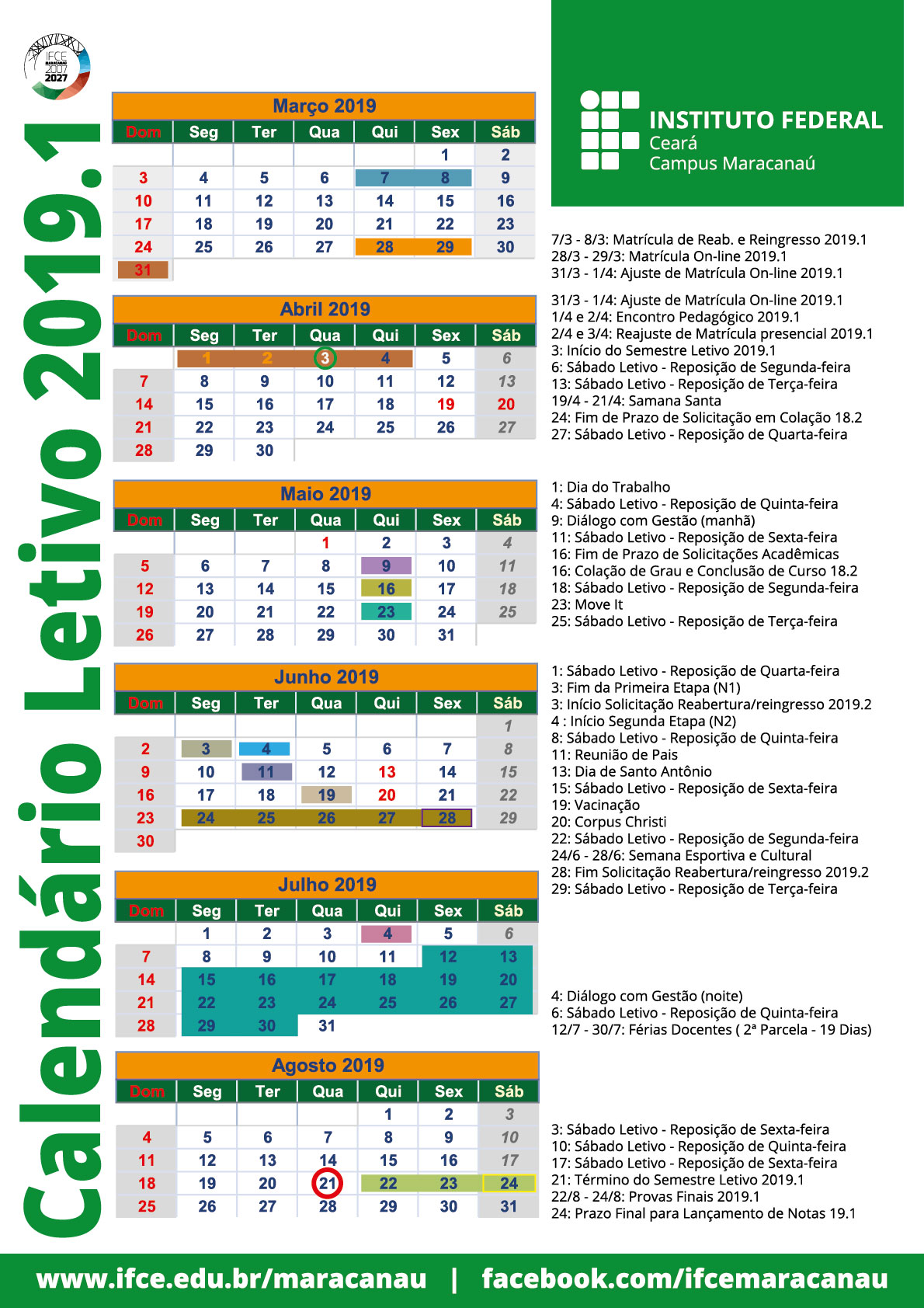 Calendário 2019.1