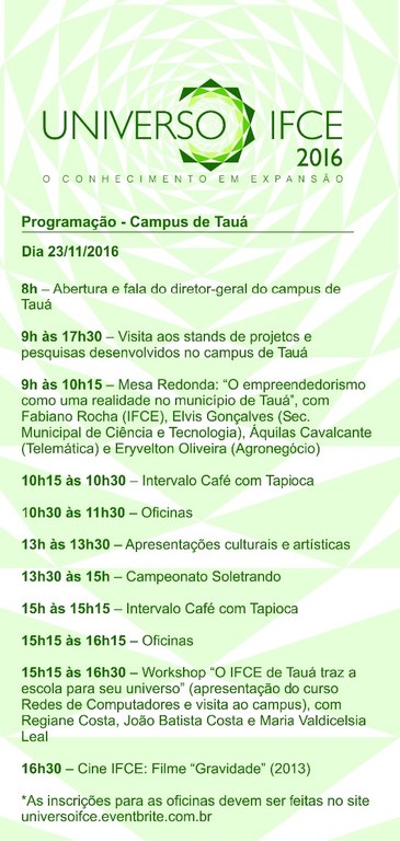 Programação 23/11 Programação 23/11