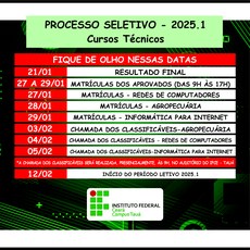 Cronograma processo seletivo 2025.1
