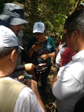 Docente orienta alunos em campo