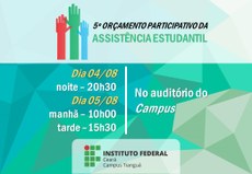 Assistência Estudantil convida para evento sobre orçamento participativo